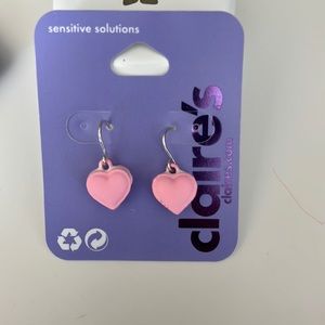 Pastel Pink heart earrings, soft to touch feel ..brand new neve worn (Claire's)